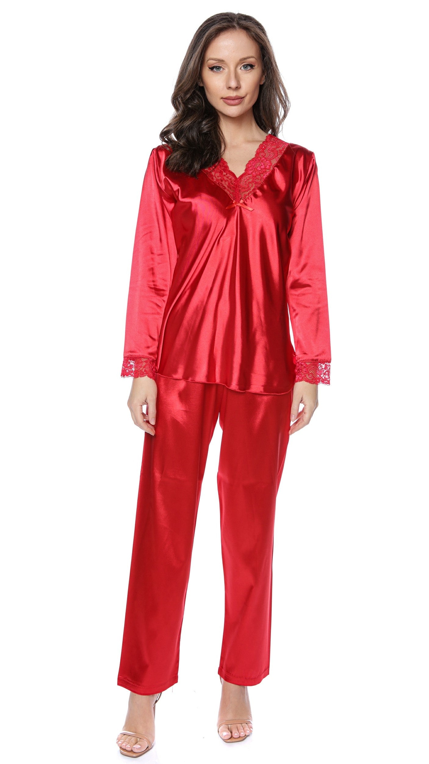 Set Pijama cu Mânecă Lungă din Satin pentru Damă – Lavinia