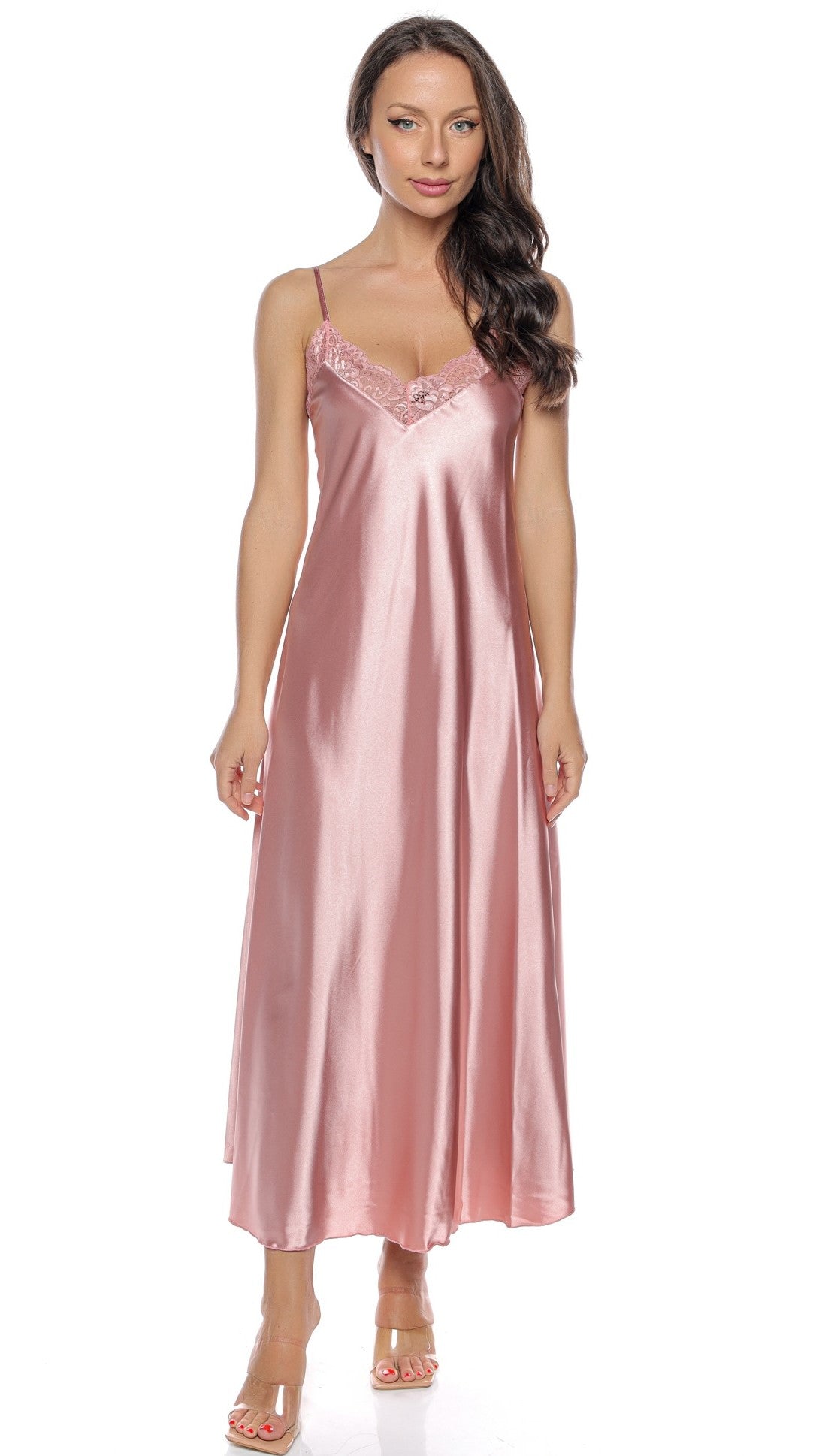 Cămașă lungă de noapte din Satin - Sanda