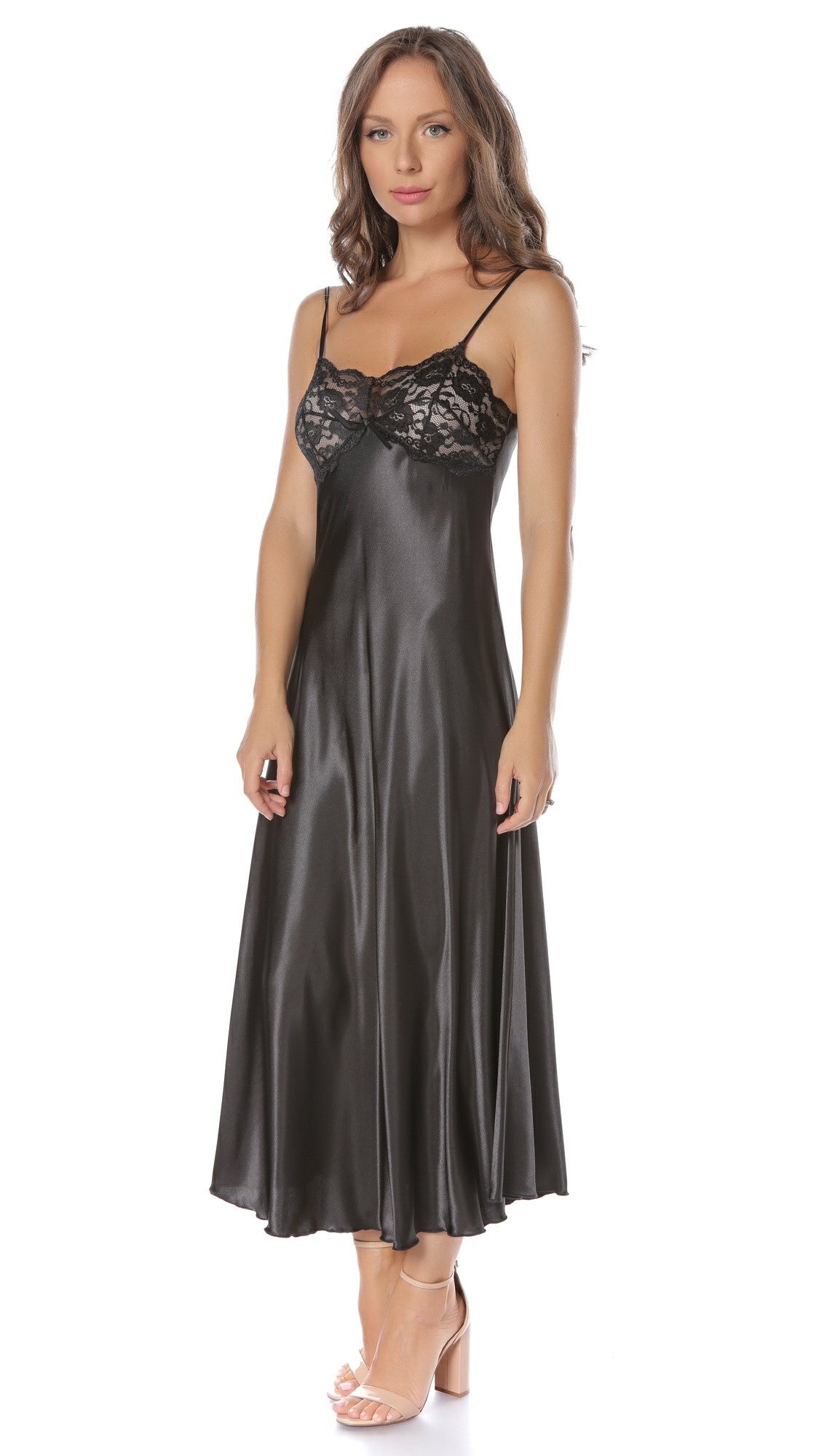 Cămașă lungă de noapte din Satin - Monica