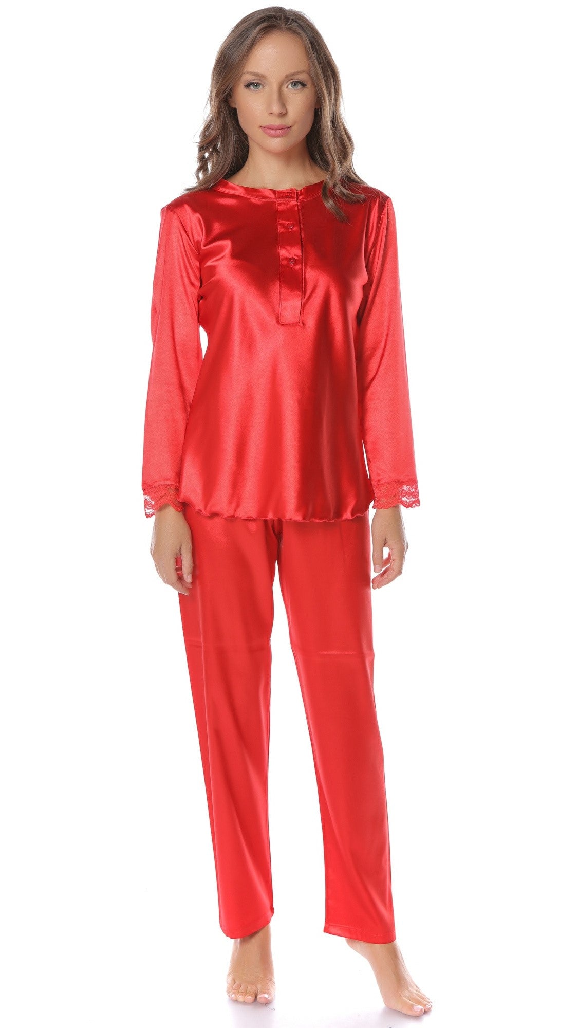 Set Pijama cu Mânecă Lungă din Satin pentru Damă – Daniela