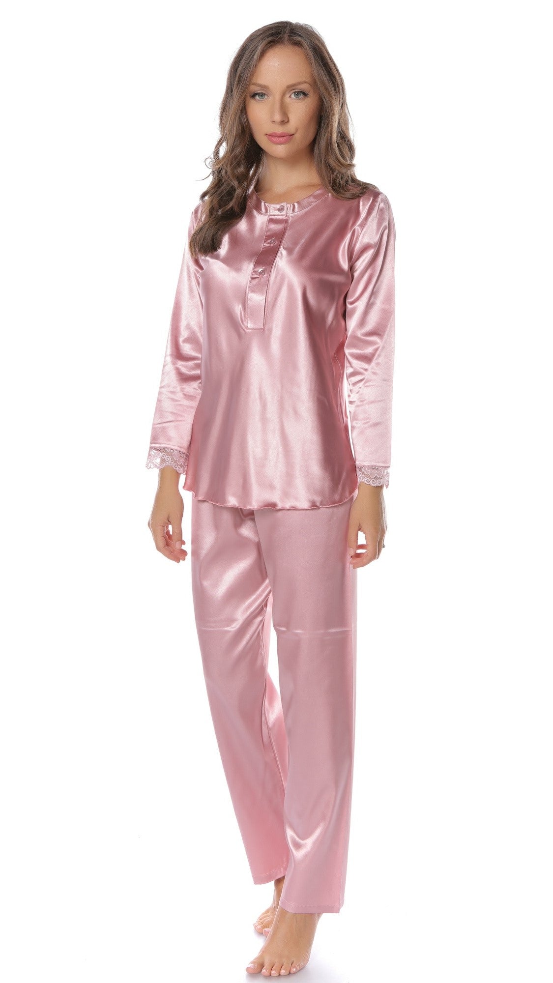 Set Pijama cu Mânecă Lungă din Satin pentru Damă – Daniela