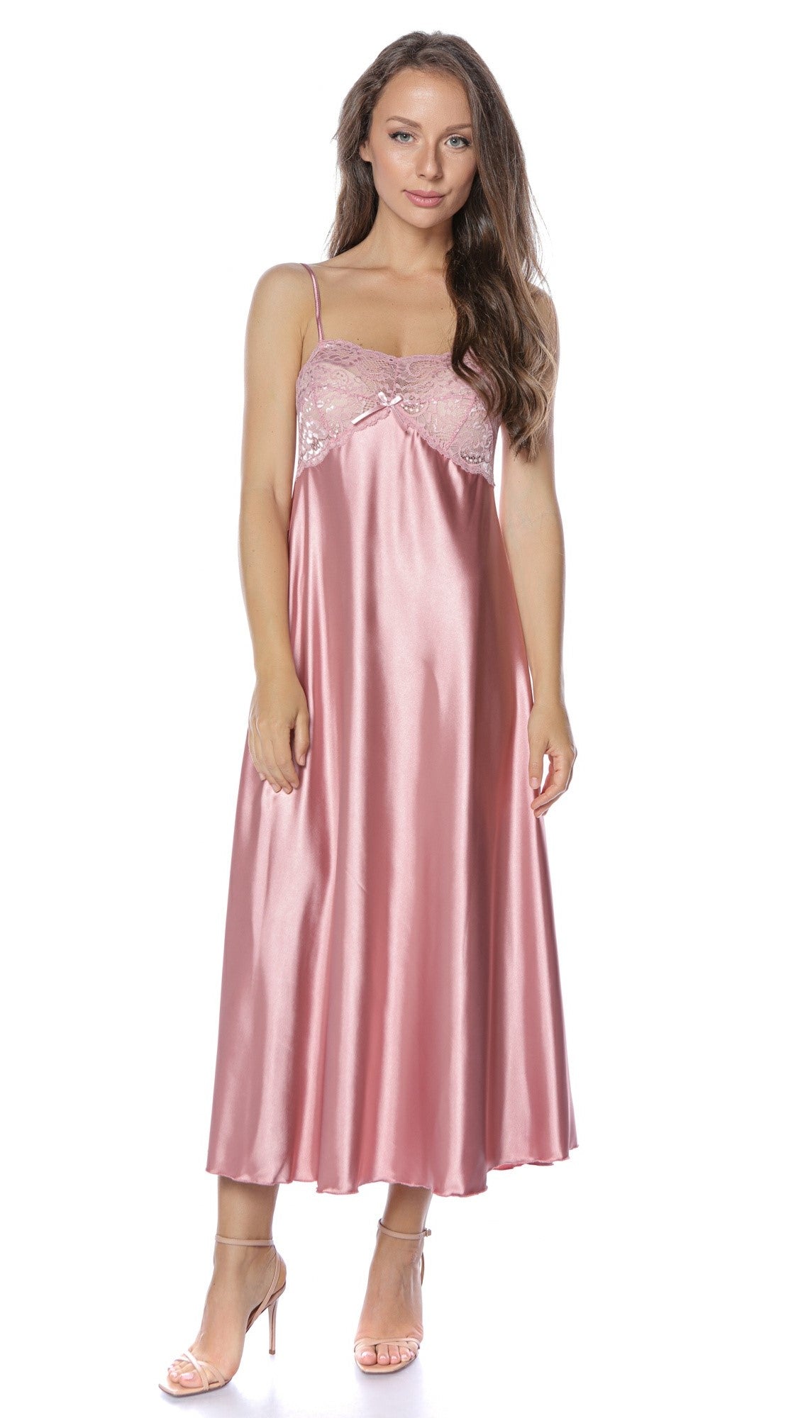 Cămașă lungă de noapte din Satin - Monica